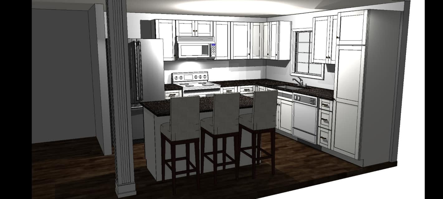 3D design plan of the new kitchen